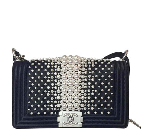 chanel boy bag with pearls|chanel bag with pearl chain.